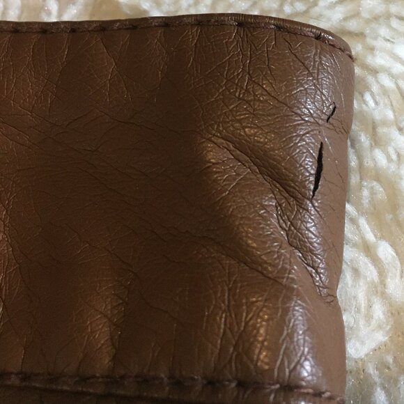 Cognac Vegan Leather Zip Up High Waist Mini Skirt - Picture 8 of 16